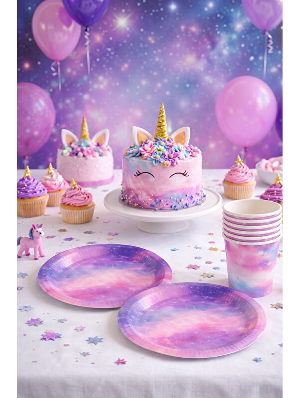 Le Mabelle Pembe Yıldız Tozu Temalı 8'li Tabak Bardak Set