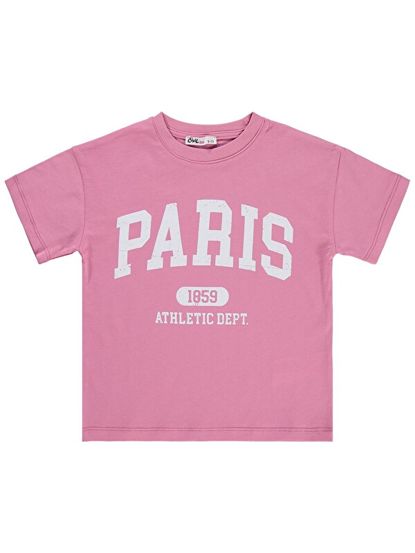 Civil Girls Paris Baskılı 6-9 Yaş Tişört - Pembe