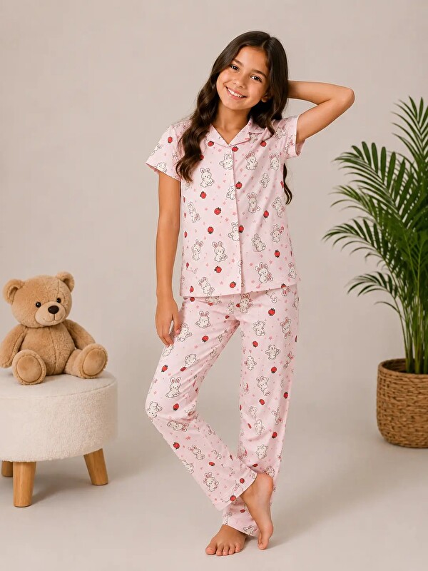 Myhanne Desenli Kız Çocuk Pijama Takımı 9929
