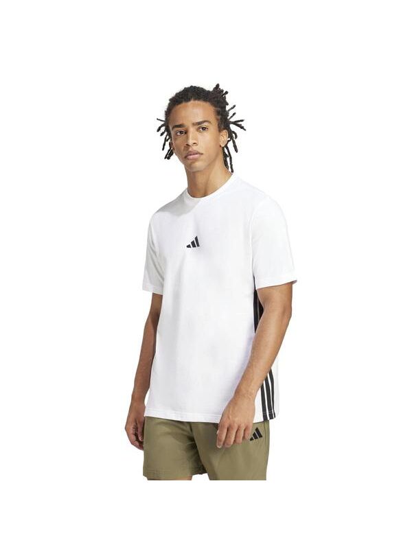 Adidas Essentials 3 Stripes Single Jersey Erkek Beyaz Tişört