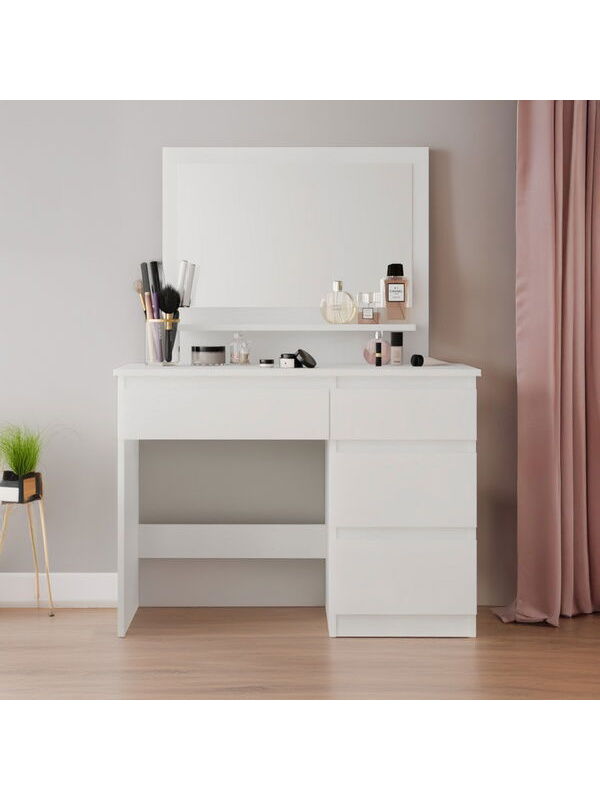 Eco Room Dora Aynalı Makyaj Masası - Beyaz - 73x37x100 cm