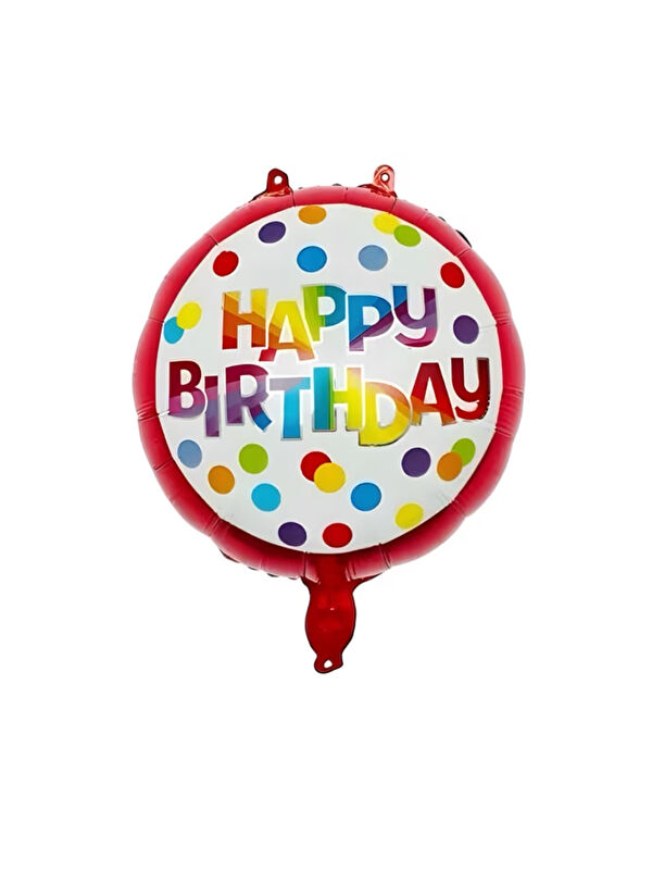 Le Mabelle Kırmızı Puanlı Yuvarlak Happy Birthday Parti Balonu