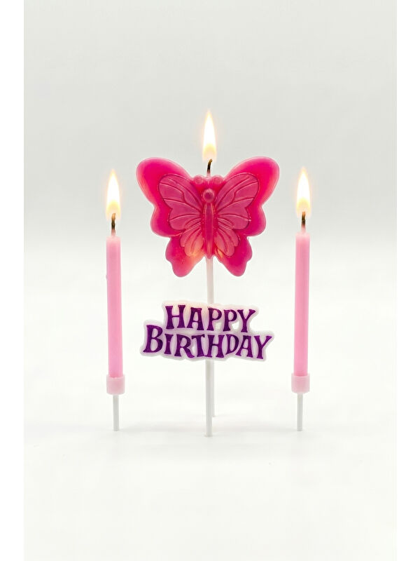 Le Mabelle Pembe Kelebek Figürlü Happy Birthday Mum Set