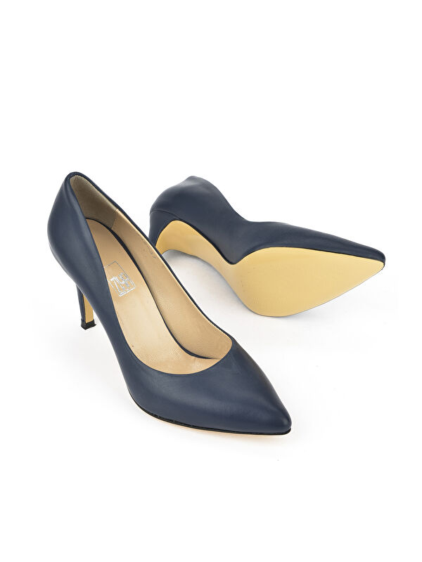 Kadın Hakiki Deri Topuklu Ayakkabı 1431030Z4292 Lacivert - Görsel 5