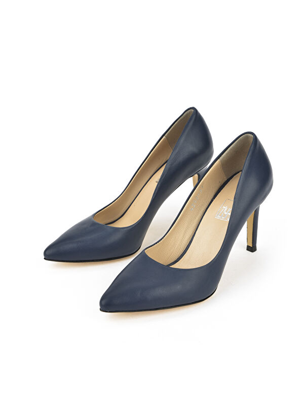 Kadın Hakiki Deri Topuklu Ayakkabı 1431030Z4292 Lacivert - Görsel 6