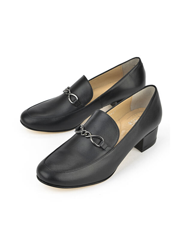 Kadın Hakiki Deri Topuklu Ayakkabı 1431030Z1607 Siyah - Görsel 6