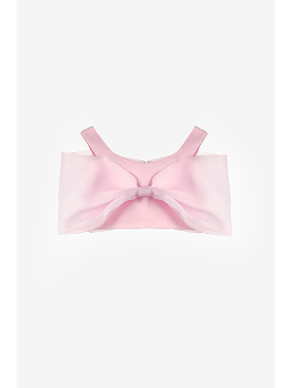 Le Mabelle Pembe Büyük Fiyonklu Kız Çocuk Crop Bluz - Edith