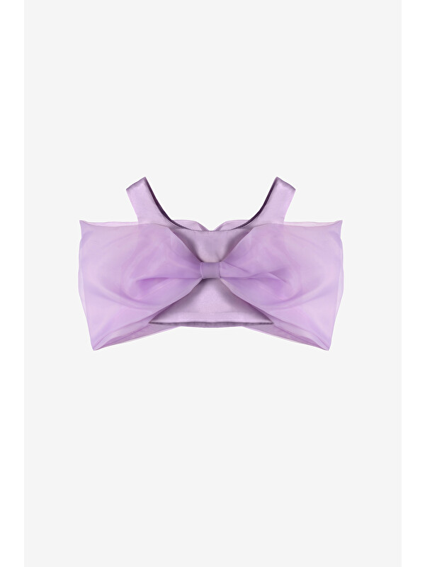 Le Mabelle Lila Büyük Fiyonklu Kız Çocuk Crop Bluz - Edith
