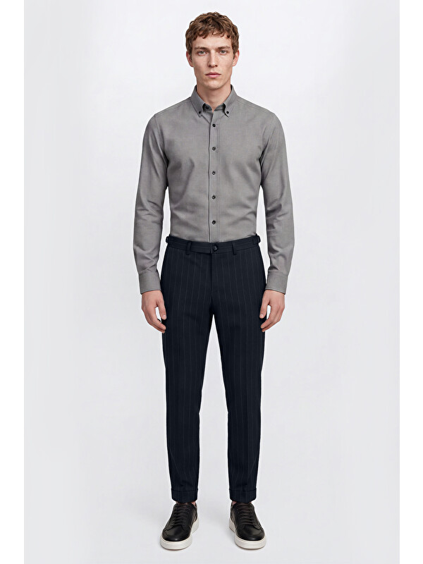 Altınyıldız Classics Erkek Lacivert 360 Her Yöne Esneyen Pamuklu Slim Fit Dar Kesim Beli Bağlamalı Yan Cepli Casual Pant-