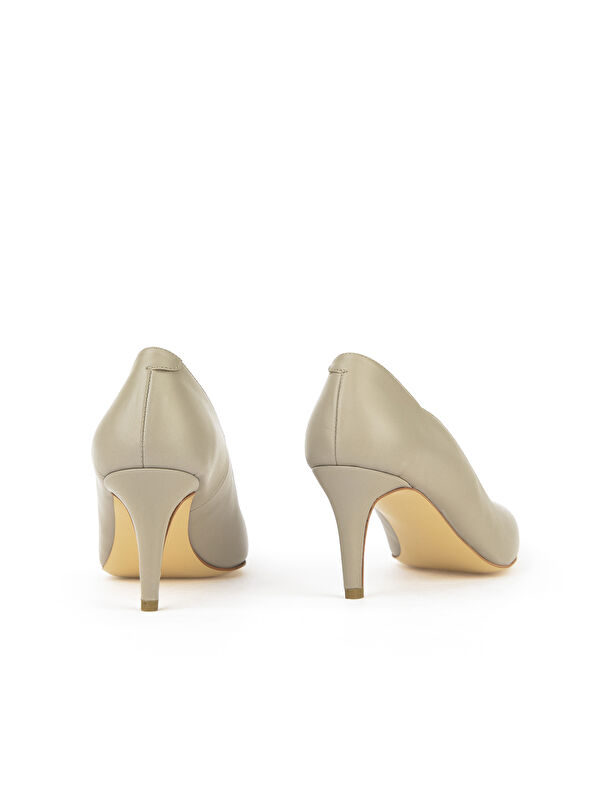 Kadın Hakiki Deri Topuklu Ayakkabı 1431030Z25020 Taş - Görsel 4