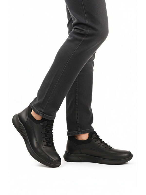 Siyah Floter Hakiki Deri Erkek Casual Ayakkabı 110 M - Görsel 4