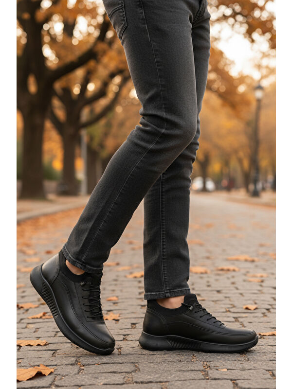 Siyah Floter Hakiki Deri Erkek Casual Ayakkabı 110 M - Görsel 5