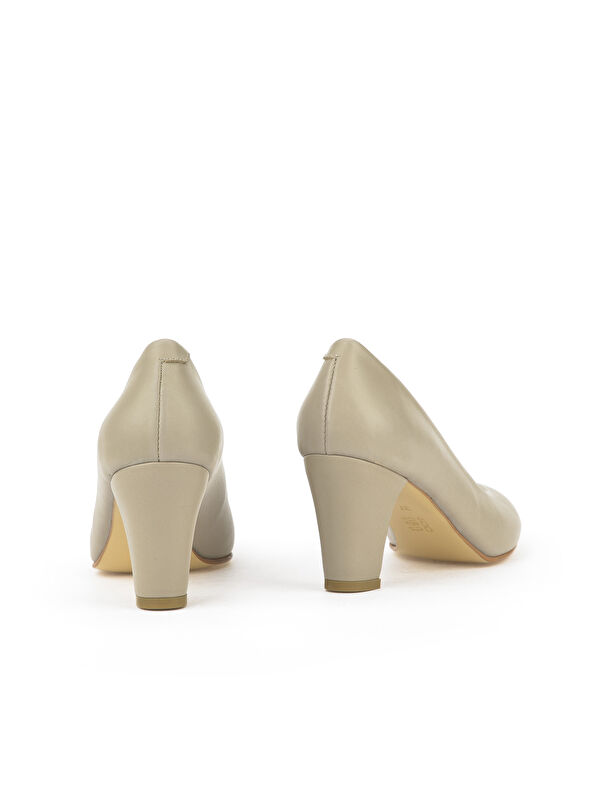 Kadın Hakiki Deri Topuklu Ayakkabı 1431030Z25014 Taş - Görsel 4