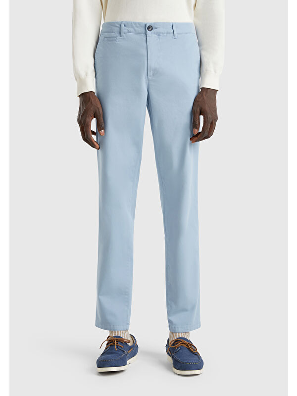 United Colors Of Benetton Erkek Açık Mavi Slim Fit Chino Pantolon