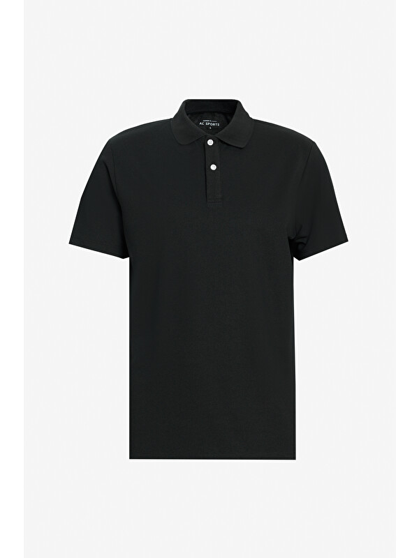 Altınyıldız Classics Erkek Siyah-Siyah Slim Fit Dar Kesim Pamuklu Polo Yaka Tişört