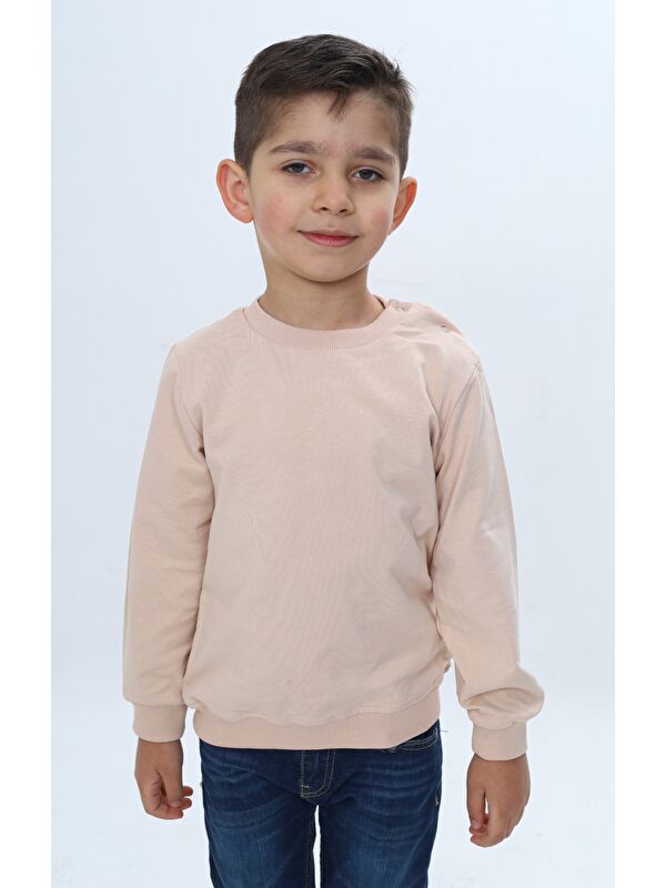 Toontoykids Erkek Çocuk Relax Fit Bisiklet Yaka Omuzu Çıtçıtlı Sweatshirt