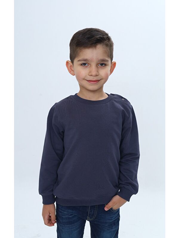 Toontoykids Erkek Çocuk Relax Fit Bisiklet Yaka Omuzu Çıtçıtlı Sweatshirt