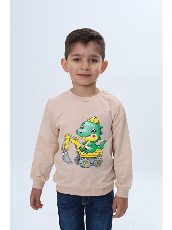 Toontoykids Erkek Çocuk Relax Fit Bisiklet Yaka Omuzu Çıtçıtlı Baskılı Sweatshirt