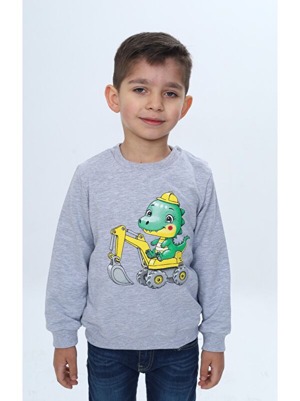 Toontoykids Erkek Çocuk Relax Fit Bisiklet Yaka Omuzu Çıtçıtlı Baskılı Sweatshirt