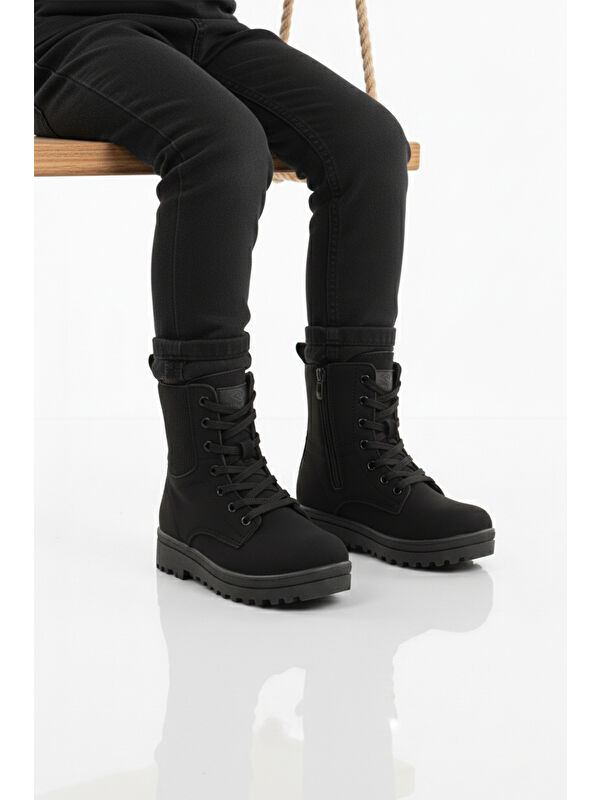 Ayakmod Siyah Ayakmod İçi Polarli Kaymaz Taban Kız Çocuk Bot 23002 F