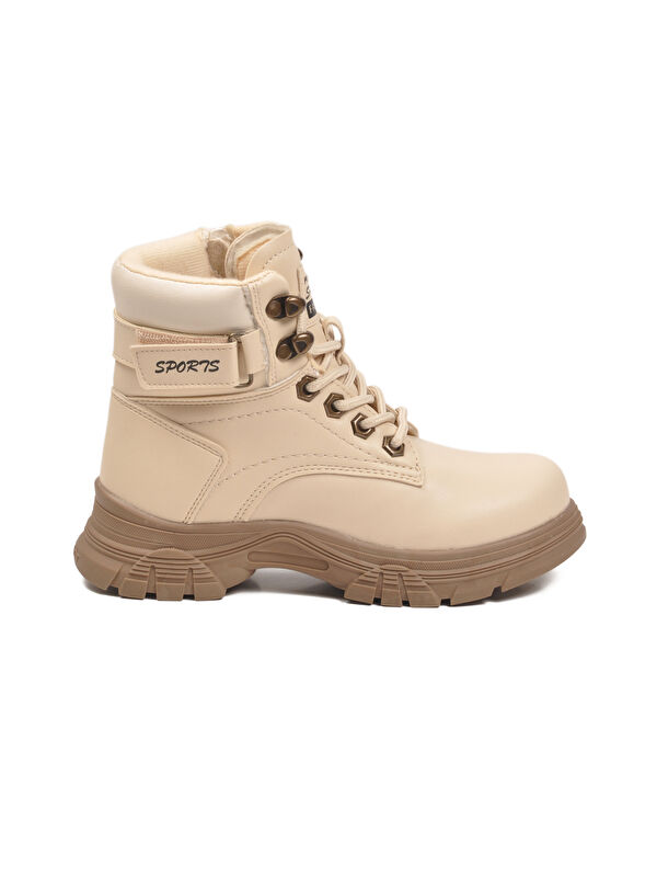 Ayakmod Bej Ayakmod İçi Polarli Kaymaz Taban Unisex Çocuk Bot 24035 F