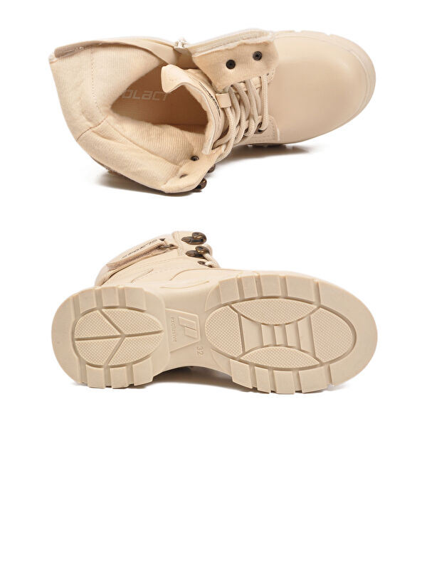 Ayakmod Bej Ayakmod İçi Polarli Kaymaz Taban Unisex Çocuk Bot 24035 F