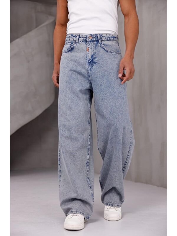 Oksit Puertas Erkek Yüksek Bel Balon Baggy Fit Bol Kesim Jean Pantolon