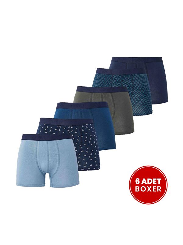 TUDORS Erkek 6'Lı Pamuklu Elastanlı Esnek Kumaş Premium Seri Boxer