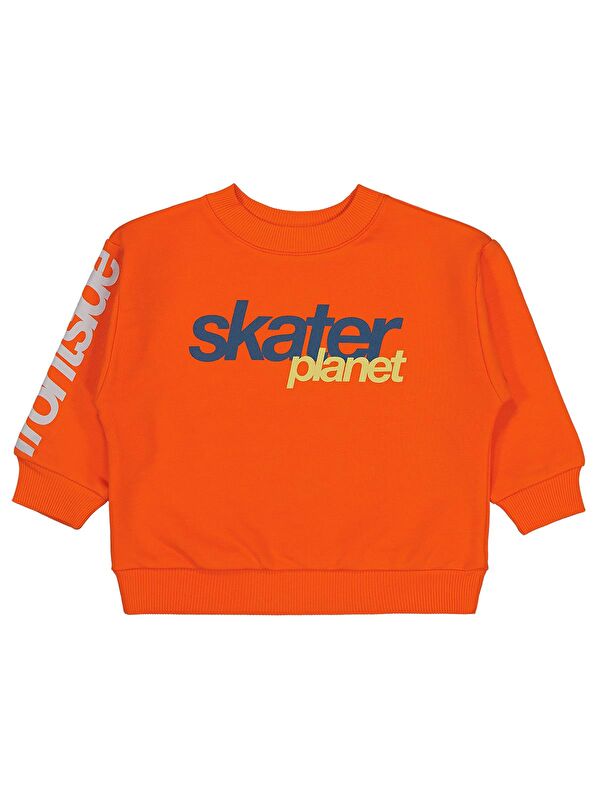 Civil Boys Skater Baskılı 2-5 Yaş Sweatshirt - Turuncu 2-3 Yaş