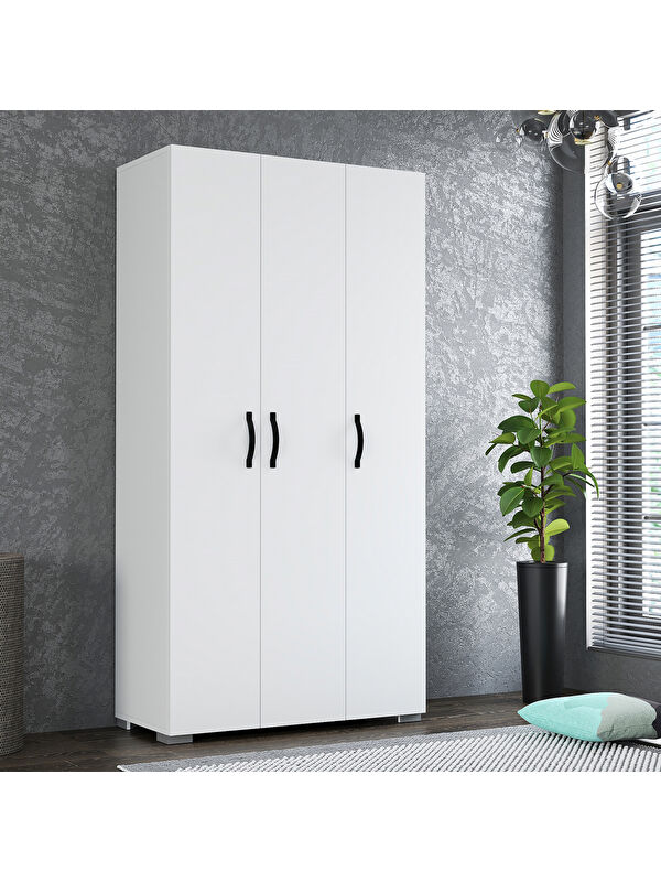 Eco Room Milan 3 Kapaklı Gardırop - Beyaz - 90x177x42 cm
