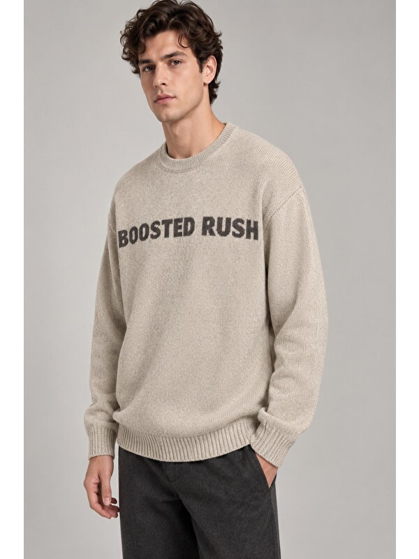 Stilkombin Yarım Oversize Baskılı Kışlık Kazak DP 16651_10071