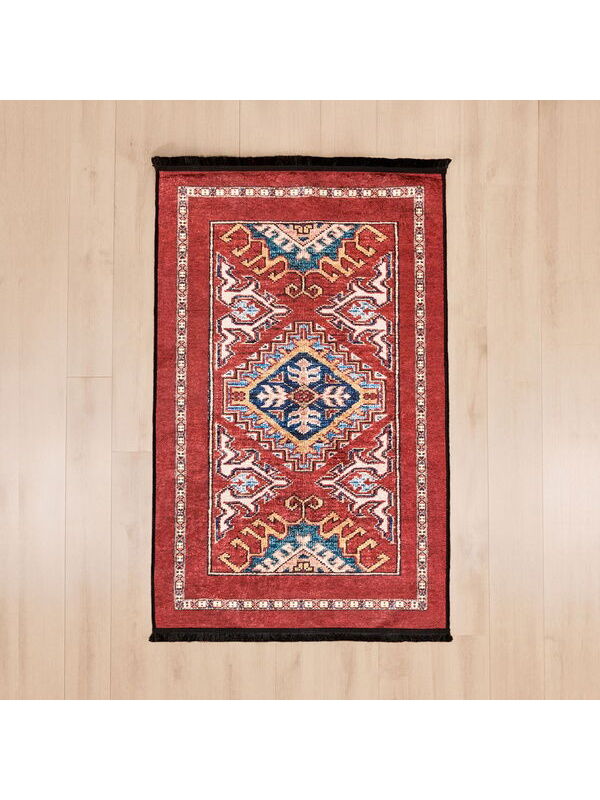 Evidea Soft Uşak Saray Desenli Halı - Kırmızı - 80x150 cm