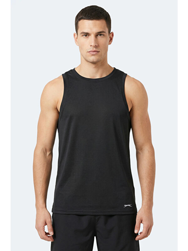 SLAZENGER KORBA Erkek Kolsuz Siyah Tişört