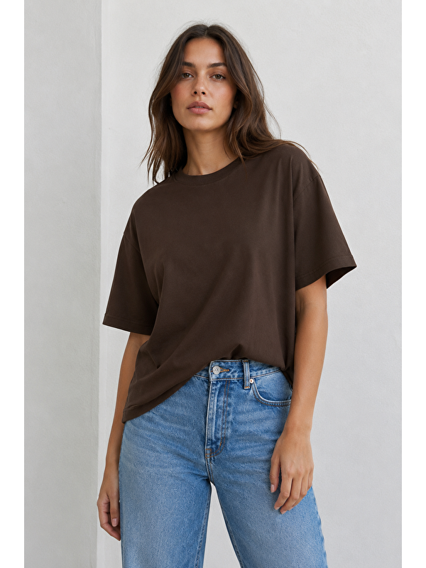 Madmext Acı Kahve Tişört Mg1284