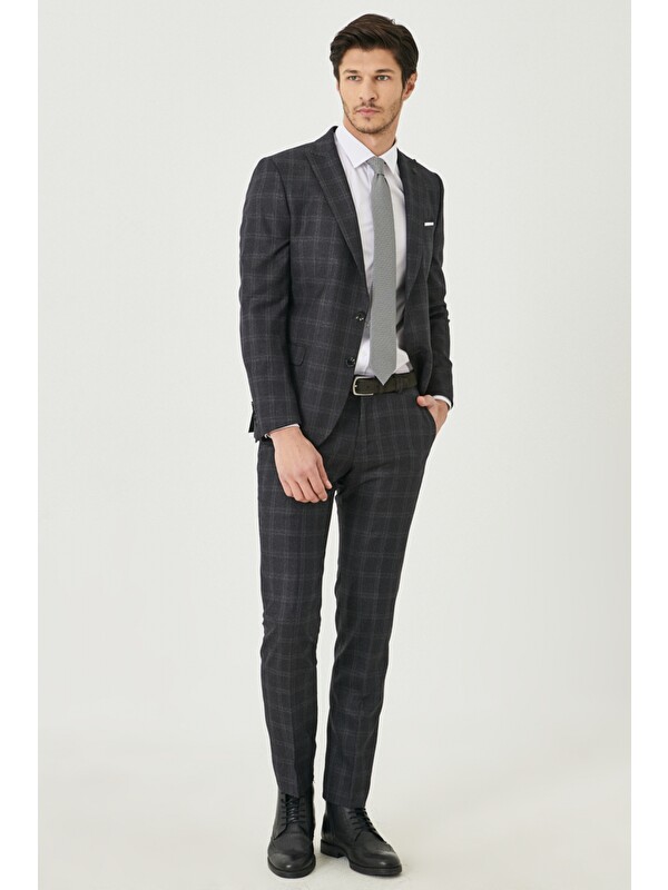 Altınyıldız Classics Erkek Antrasit-Gri Slim Fit Takım Elbise