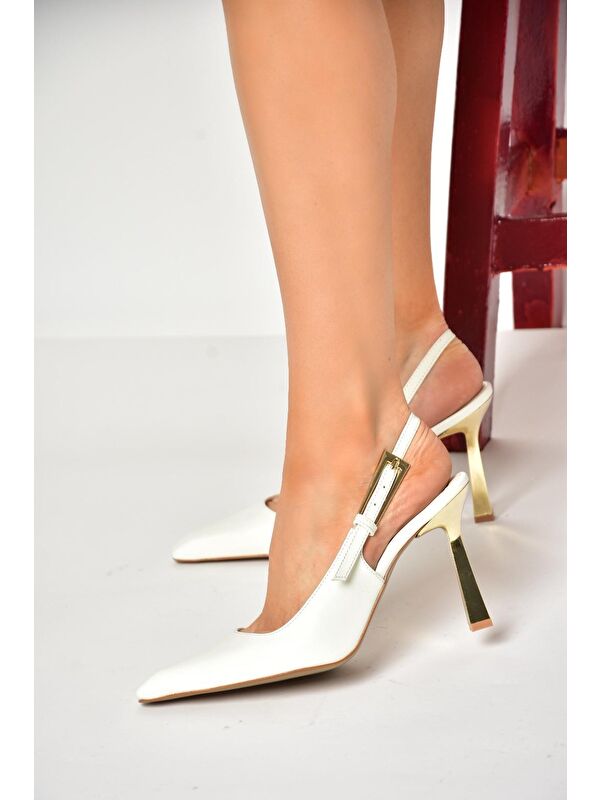 S7520987 Beyaz Kadın Topuklu Ayakkabı - Görsel 3