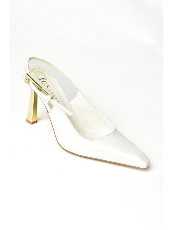 S7520987 Beyaz Kadın Topuklu Ayakkabı - Görsel 4