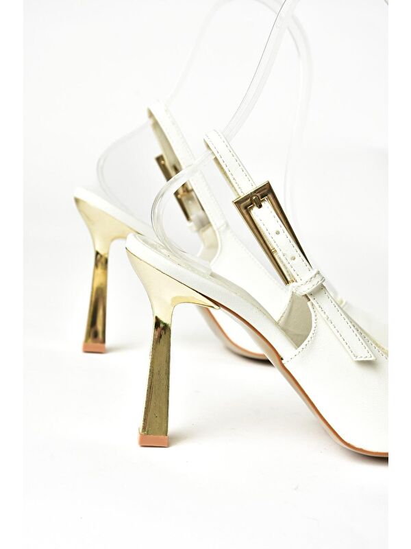 S7520987 Beyaz Kadın Topuklu Ayakkabı - Görsel 5