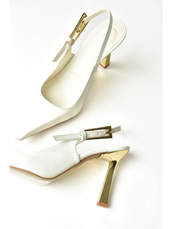 S7520987 Beyaz Kadın Topuklu Ayakkabı - Görsel 6