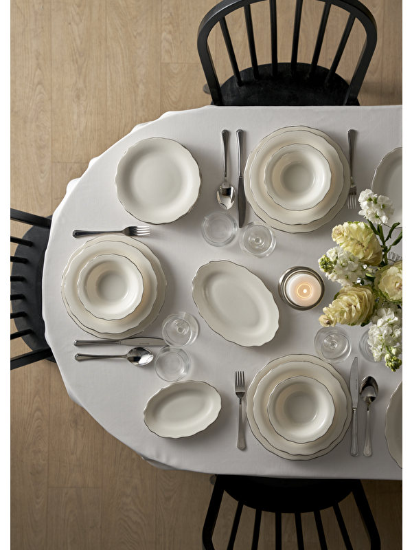 Bella Maison Victoria Porselen 48 Parça 12 Kişilik Yemek Takımı Silver
