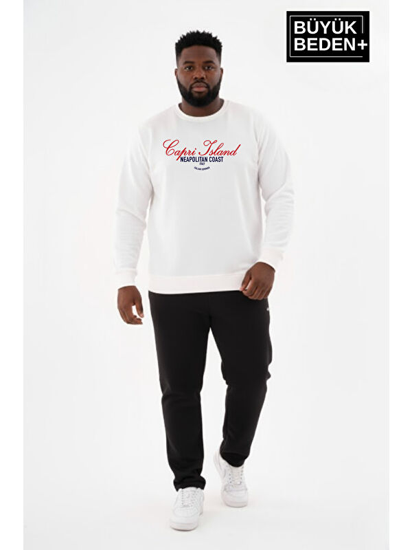 Süperlife Erkek Büyük Beden Capri Island Baskılı Bisiklet Yaka ince Sweatshirt SPR26BSW956-14