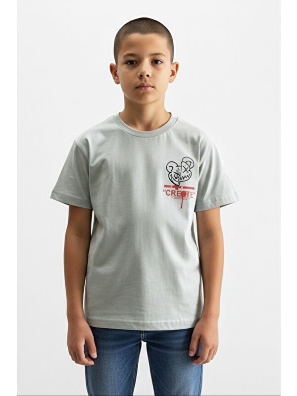 Toontoykids Erkek Çocuk Bisiklet Yaka Kısa Kollu Baskılı Tişört 24993