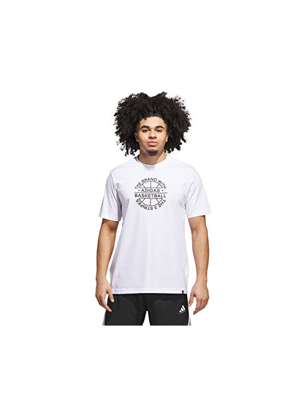 Adidas Verbiage Tee Erkek Basketbol Tişörtü JV8429 Beyaz