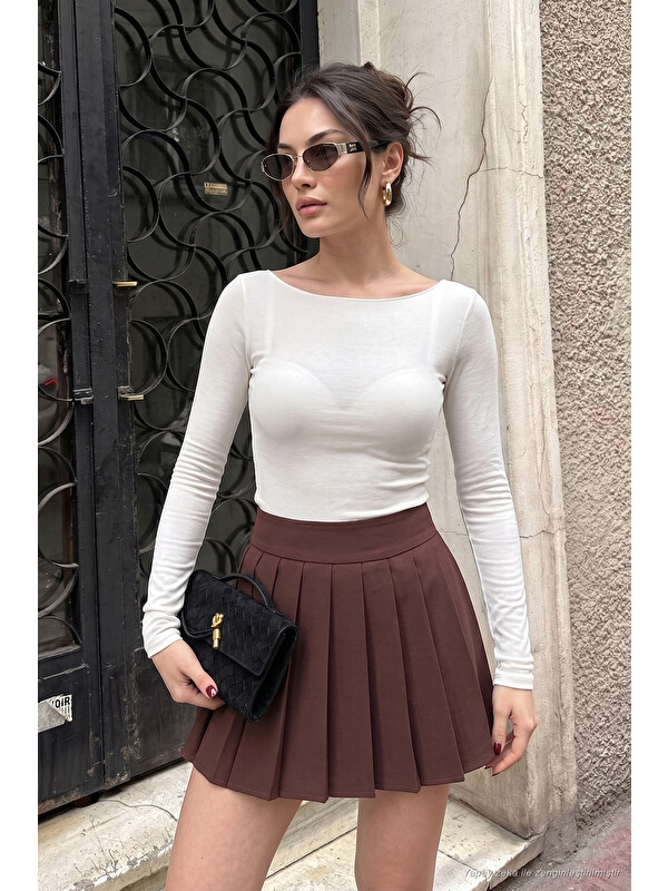 Lela Kayık Yaka Transparan Kadın Triko Bluz 5866879