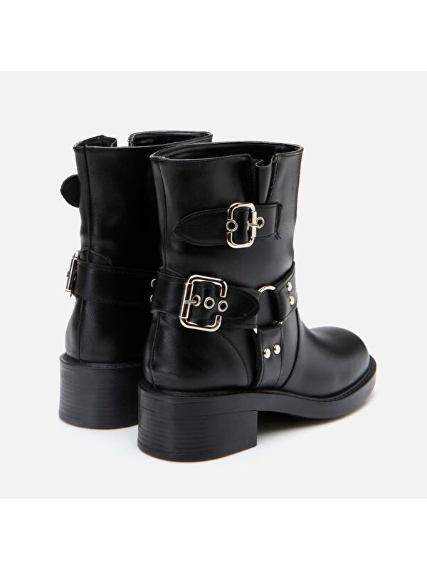 Siyah Kadın Tokalı Düz Bot - Görsel 7