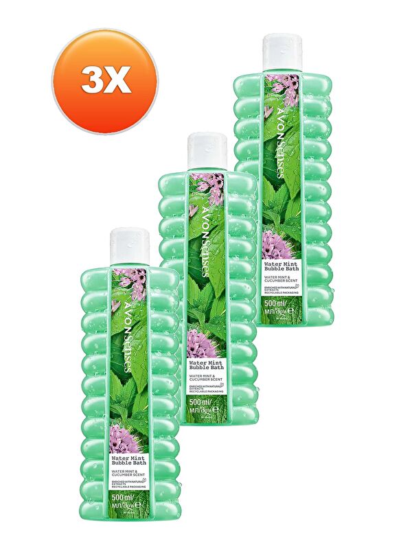 AVON Senses Water Mint Nane ve Salatalık Kokulu Banyo Köpüğü 500 Ml. Üçlü Set