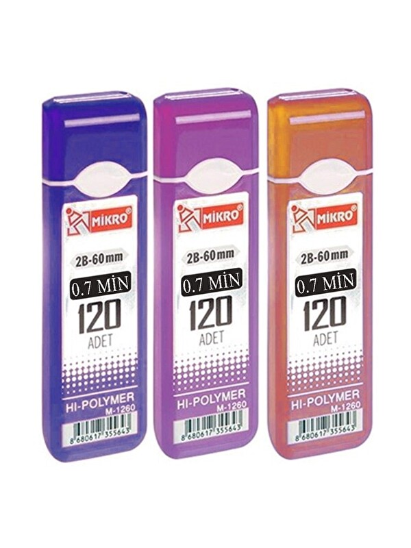 Artlantis Kalem Ucu 120 li 0.7 mm 2B 3 Paket Çoklu Versatil Kalem Uç Mekanik Uçlu Otomatik Kurşun Mikro Kalem