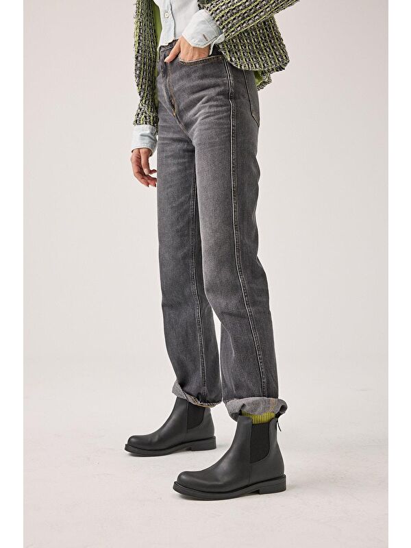 Siyah Kadın Düz Bot - Görsel 9