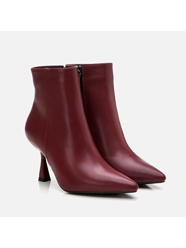 Bordo Kadın Topuklu Bot - Görsel 3