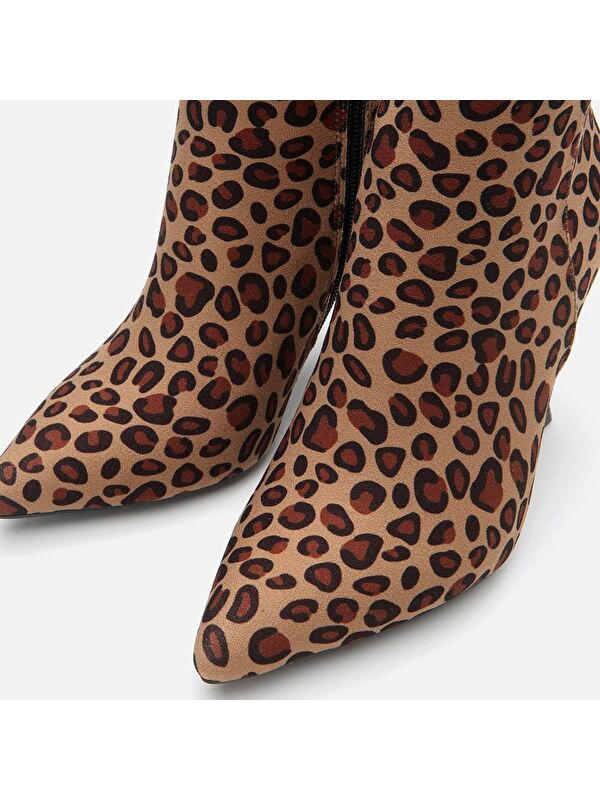 Leopar Desenli Kadın Topuklu Bot - Görsel 4